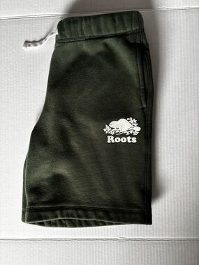 Roots kids Green Sweatshorts with White Logo size 14